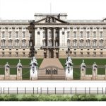 The architectural design of Buckingham Palace.